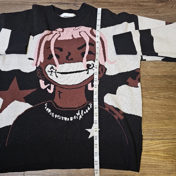 Latahuo Harajuku UZI Unisex Rockstar Hip Hop Anime Sz S Sweater Y2K Oversized - Picture 8 of 9